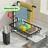 Sink Caddy Sponge Holder with Drain Tray, Brush Holder & Dishcloth Holder for Kitchen - 45-Degree Angle