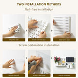 Pegboard Combination Kit with 4 Pegboards and 18 Accessories Modular Hanging for Wall Organiser - Close-Up Angle