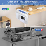 Under Desk Side Laptop Holder Storage with No Drill Cable Management Tray and Pen Storage for Office and Home - Top-Down View