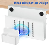 Under Desk Side Laptop Holder Storage with No Drill Cable Management Tray and Pen Storage for Office and Home - Close-Up Angle