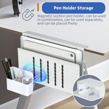 Under Desk Side Laptop Holder Storage with No Drill Cable Management Tray and Pen Storage for Office and Home - Low Angle