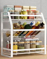 3-Tier Detachable Spice Rack Storage Organiser for Kitchen Countertop - Front View
