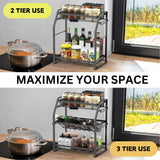3-Tier Detachable Spice Rack Storage Organiser for Kitchen Countertop - Rear View
