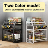 3-Tier Detachable Spice Rack Storage Organiser for Kitchen Countertop - Close-Up Angle