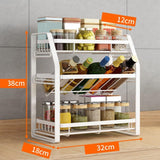 3-Tier Detachable Spice Rack Storage Organiser for Kitchen Countertop - Low Angle