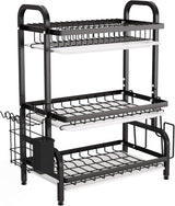 Dish Drying Rack 3 Tier Large Capacity Kitchen Storage with Utensil and Cutting Board Holder - Extra Image