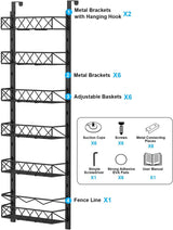 6 Tier Adjustable Baskets Over Door Pantry Organiser for Home Kitchen - Close-Up Angle