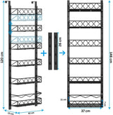 6 Tier Adjustable Baskets Over Door Pantry Organiser for Home Kitchen - Low Angle