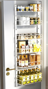 6 Tier Adjustable Baskets Over Door Pantry Organiser for Home Kitchen - Front View