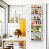6 Tier Adjustable Baskets Over Door Pantry Organiser for Home Kitchen - Rear View