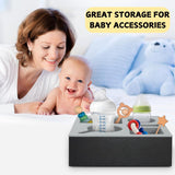 Wooden Couch Cup Holder Tray with Soft Silicone & Rotatable Phone Holder for Storaging Drinks & Snacks - Rear View