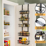 4 Tier Adjustable Baskets Over Door Pantry Organiser for Home Kitchen - Front View