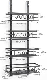 4 Tier Adjustable Baskets Over Door Pantry Organiser for Home Kitchen - Low Angle
