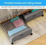 Set 2 Pcs XXL Under Bed Rolling Storage Containers with 50L Large Capacity and Wheels - Top-Down View