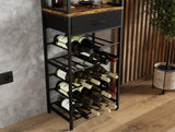 CARLA HOME Freestanding Wine Rack for 20 Bottles with Wood Countertop and Sturdy Metal Frame - Front View