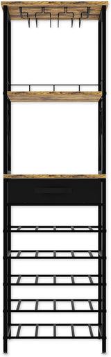 CARLA HOME Freestanding Wine Rack for 20 Bottles with Wood Countertop and Sturdy Metal Frame - Side View