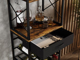 CARLA HOME Freestanding Wine Rack for 20 Bottles with Wood Countertop and Sturdy Metal Frame - Rear View