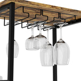 CARLA HOME Freestanding Wine Rack for 20 Bottles with Wood Countertop and Sturdy Metal Frame - Close-Up Angle