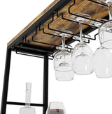 CARLA HOME Large Wine Rack for 20 Bottles with Wood Countertop and Sturdy Metal Frame - Rear View
