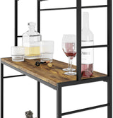 CARLA HOME Large Wine Rack for 20 Bottles with Wood Countertop and Sturdy Metal Frame - Close-Up Angle