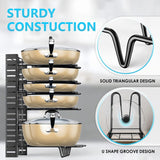 CARLA HOME Adjustable 8-Tier Pan Rack Pot Organizer for Kitchen Cabinet - Top-Down View