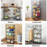 CARLA HOME Metal 5-Tier Rolling Vegetable and Fruit Basket Cart Stand for Kitchen - Side View