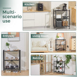 CARLA HOME 4-Tier Foldable Storage Shelf with Wheels for Kitchen Garage Pantry or Basement (Black) - Front View