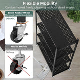 CARLA HOME 4-Tier Foldable Storage Shelf with Wheels for Kitchen Garage Pantry or Basement (Black)