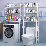 CARLA HOME 3-Tier Over The Toilet Storage Rack with Hooks & Paper Holder for Bathroom & Laundry Room - Rear View