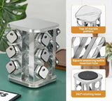 CARLA HOME Rotating Spice Rack Organizer with 12 Glass Jars for Kitchen Countertop - Side View
