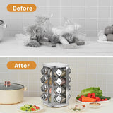 CARLA HOME Rotating Spice Rack Organizer with 20 Glass Jars for Kitchen Countertop - Top-Down View