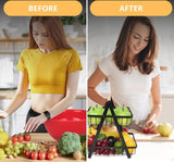CARLA HOME 2-Tier Fruit Basket Stand for Kitchen Countertop for Fruits, Vegetables, Bread & Snacks with Wooden Handle - Side View