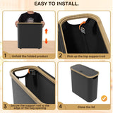 CARLA HOME Toilet Paper Storage Basket Holds Up to 12 Rolls with Bamboo Lid and Handle for RV Closet (Black) - Close-Up Angle
