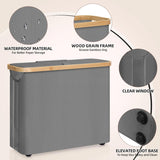 CARLA HOME Toilet Paper Storage Basket Holds Up to 12 Rolls with Bamboo Lid and Handle for RV Closet (Grey) - Top-Down View