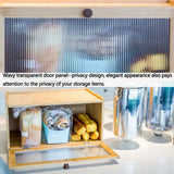 CARLA HOME Bamboo Bread Box, Kitchen Countertop Storage, Window Bread Holder - Side View