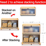 CARLA HOME Bamboo Bread Box, Kitchen Countertop Storage, Window Bread Holder - Top-Down View
