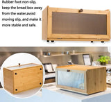 CARLA HOME Bamboo Bread Box, Kitchen Countertop Storage, Window Bread Holder - 45-Degree Angle
