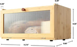 CARLA HOME Bamboo Bread Box, Kitchen Countertop Storage, Window Bread Holder - Close-Up Angle