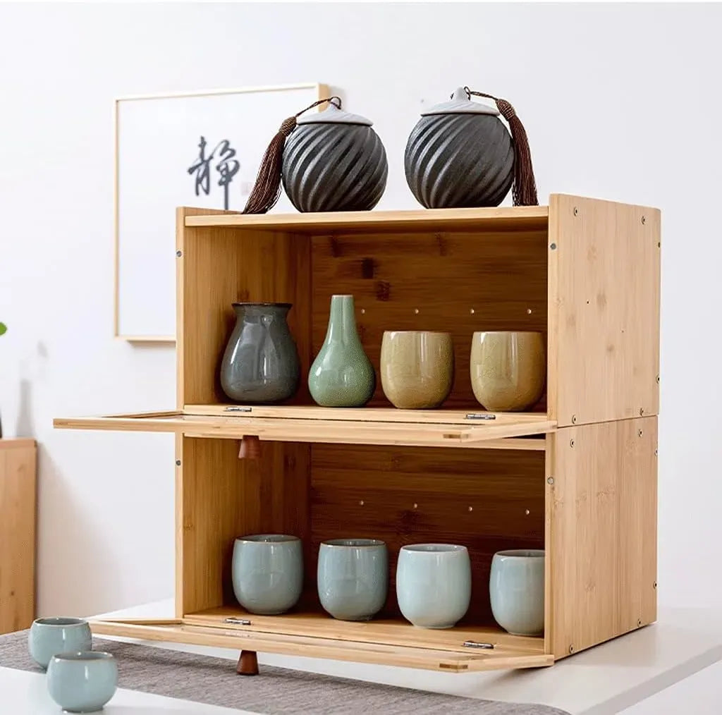 CARLA HOME Bamboo Bread Box, Kitchen Countertop Storage, Window Bread Holder