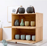 CARLA HOME Bamboo Bread Box, Kitchen Countertop Storage, Window Bread Holder - Low Angle