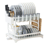 CARLA HOME 2-Tier Dish Drying Rack with Drainage Tray, Utensil Holder, Cup Hooks & Cutting Board Slot for Countertop Kitchen Storage (White) - Extra Image