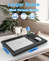 CARLA HOME Oversized Portable Lap Desk with Cushion,Mouse Pad, Tablet and Phone Holder which Fits Up to 17 Inch Laptops for Bed or Sofa (Black) - Front View