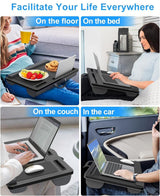 CARLA HOME Oversized Portable Lap Desk with Cushion,Mouse Pad, Tablet and Phone Holder which Fits Up to 17 Inch Laptops for Bed or Sofa (Black) - Close-Up Angle