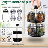 CARLA HOME Rotating Spice Rack Organizer with 16 Glass Jars for Kitchen Seasoning and Herb Storage - Top-Down View
