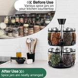 CARLA HOME Rotating Spice Rack Organizer with 16 Glass Jars for Kitchen Seasoning and Herb Storage - 45-Degree Angle