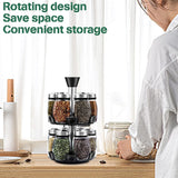 CARLA HOME Rotating Spice Rack Organizer with 16 Glass Jars for Kitchen Seasoning and Herb Storage - Rear View
