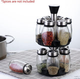 CARLA HOME Rotating Spice Rack Organizer with 16 Glass Jars for Kitchen Seasoning and Herb Storage - Close-Up Angle