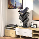 CARLA HOME 5-Tier Tree Bookshelf Storage Rack for Home Office or Bedroom (Black) - Close-Up Angle