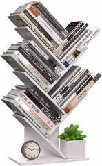 CARLA HOME 5-Tier Tree Bookshelf Storage Rack for Home Office or Bedroom (White)