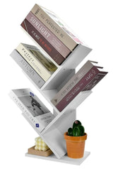 CARLA HOME 5-Tier Tree Bookshelf Storage Rack for Home Office or Bedroom (White)